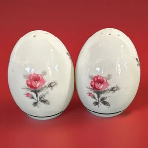 MEITO -ROSECHINTZ- Salt & Pepper Shakers Set. Roses, Platinum Band. VGC - Picture 1 of 7
