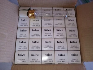 New 25pc Master Case Of Halco Clear 25w T10 Tubular Picture Curio Light Bulbs - Picture 1 of 2
