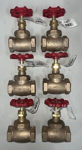 (6) Nibco KT-65 UL 1” Threaded Bronze Globe Valves New With Tags