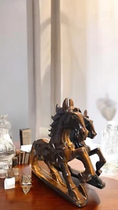 Handgeschnitzte Tiger Eye Pferd Statue Set Luxuriöses Kristall Heilung Tier für - Picture 1 of 6