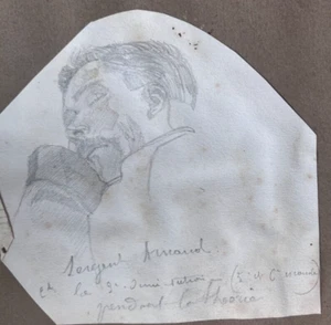 Antique Original Drawing Man, Putti, Angel Portrait 19th century - Picture 1 of 6