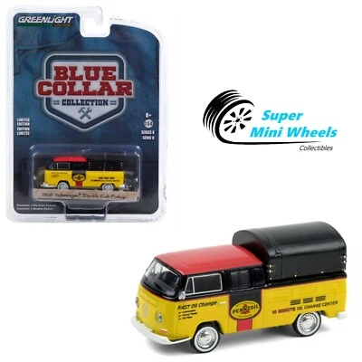 Colección Greenlight 1:64 Blue Collar - VW Doka 1968 con dosel - Pennzoil Oli Foto 1 de 2