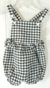 Janie & Jack Mädchen 3-6 Monate Sonnenanzug braun kariert Gingham Strampler Schleifen gebraucht, in einwandfreiem Zustand - Bild 1 von 3