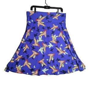 Lularoe Women’s Flare Skirt Teal Bird Print Size 2XL Stretch MIDI Hawaiian Print - Picture 1 of 7