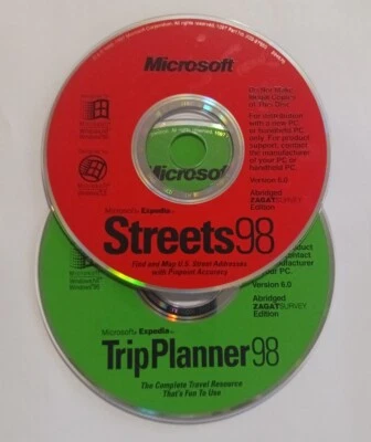 Discos CD Microsoft Trip Planner 98 y Microsoft Streets 98. Win 3.1 Win 95 98 Foto 1 de 3