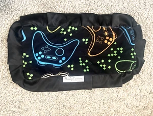 Minky Couture Baby Security Blanket Black Satin Trim Gamer Controllers Plush - Picture 1 of 6