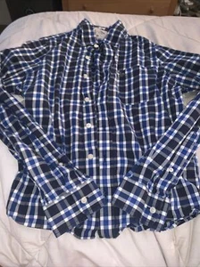 Abercrombie Boys XL Muscle Blue White Plaid Button Down LongSleeve dress shirt - Picture 1 of 4