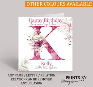 Personalised Birthday Card Female Mum Daughter Sister Friend Nan Auntie COLOURS