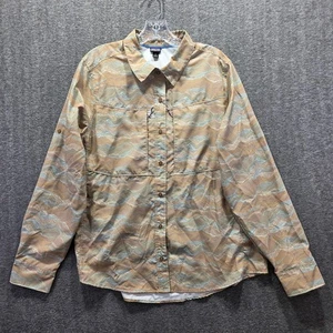 Patagonia Hemd Herren XL braun blau Topo Print Angeln Knopfleiste Langarm - Bild 1 von 9