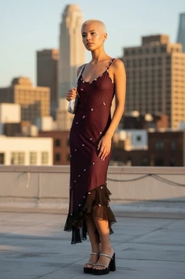 Vestido formal vintage Y2K Charlotte Russe roseta midi Fairy Dainty Festival P - Imagem 1 de 4