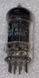 Sylvania JAN CHS 12AU7 Long Black Plate Square Getter Tube TV7 Tested NOS - Picture 1 of 3