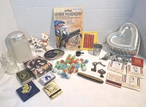 40+ Vintage Junk Drawer Lot Presidential Matches, Vintage Marbles, Antique Keys+ - Picture 1 of 19
