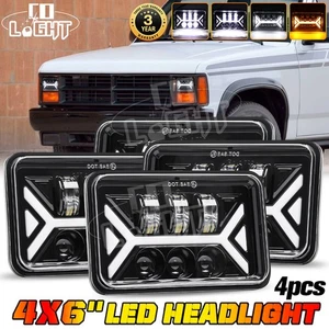 4PCS 4x6" LED Headlights with DRL Turn Sinngal For Dodge Dakota 1987-1995 Truck - Picture 1 of 9