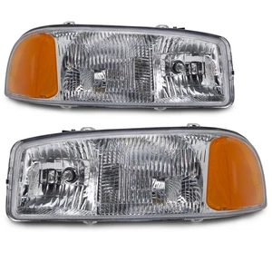 Headlights Pair Set Halogen Fits 99-07 GMC Sierra / 00-06 Yukon - Foto 1 di 4