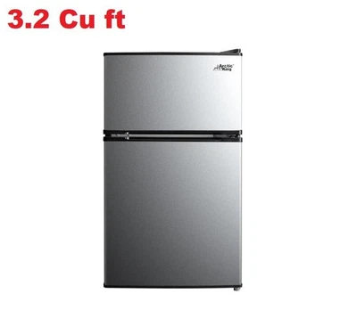 Mini nevera Arctic King de 3,2 pies cúbicos de dos puertas con congelador, acero inoxidable, E-Star Foto 1 de 4