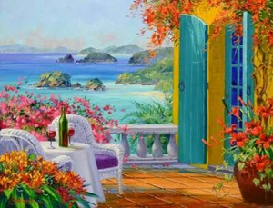 Azulejos caribeños de acento y decoración Mikki Senkarik arte tropical MSA265AT - Imagen 1 de 3