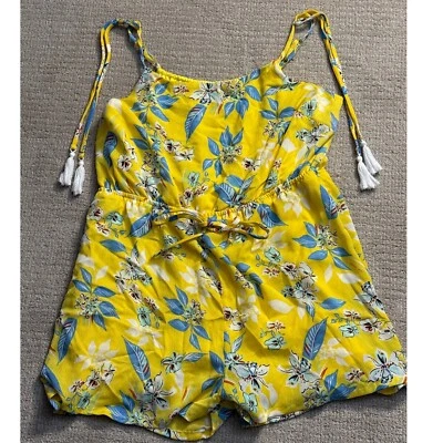 AS U WISH Mameluco Floral Borla Corbata Correas Amarillo Azul Blanco 1X Foto 1 de 4