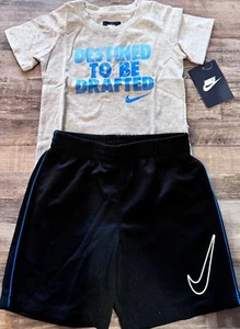 NWT Nike Infant Boys 24 Months Black/Gray DESTINED TO BE DRAFTED Shorts Set 24M - Picture 1 of 3