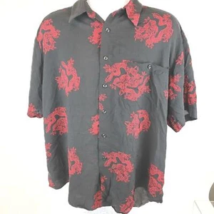 United Men Short Sleeve Button Front Red Black 100% Rayon Size XL. - Picture 1 of 4