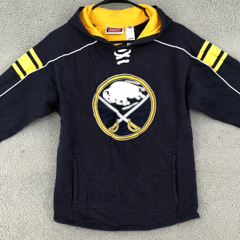 Buffalo Sabres Reebok Sweater Boys Large Blue NHL Hoodie Pullover 13676 Cover