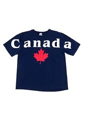 VTG 90s Canada Maple Leaf Waves Spell Out T Shirt Men's XL Navy