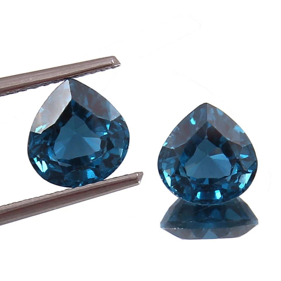 Par de piedras preciosas corazón suelto turmalina brasileña indicolita azul natural corte 9x9MM Foto 1 de 4