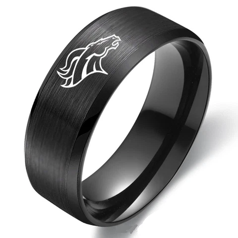 Denver Broncos Football Team Stainless Steel Ring Band Collection Size 6-13 Cover