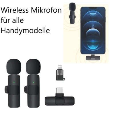 Bluetooth Wireless Mikrofon Lavalier Mini Ansteckmikrofon Handy-Live-Stream - Bild 1 von 4