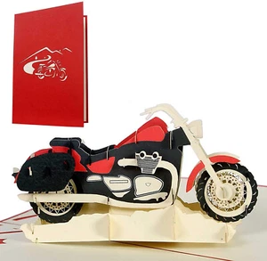 3D POP UP Klappkarte *Motorrad* Zweirad Grußkarte Motorroller Führerschein Rot - Bild 1 von 4