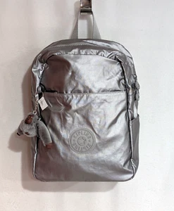 Kipling Girl's/Women's Smooth Silver Metallic Ferris Medium Backpack (KIC5A4) - Picture 1 of 4