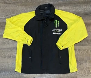 Monster Energy Rain Jacket Men’s Small Hooded Windbreaker Full Zip Yellow Black - Picture 1 of 9