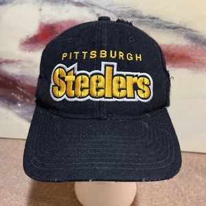 Vintage 90s Starter Pittsburgh Steelers NFL Football Snapback Hat 100% Wool TORN - Picture 1 of 8