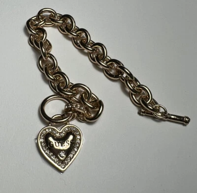 Guess золотистый сердце логотип ссылка браслет для женщин, 7,5" - Изображение 1 из 3