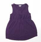 JoJo Maman Bebe Womens Purple Cotton Tunic Blouse Size S Round Neck