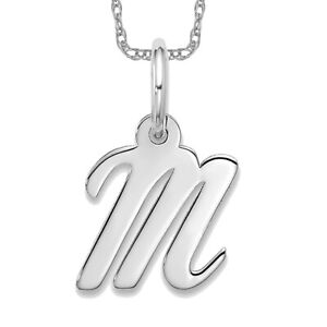 10K White Gold Small Dainty Letter M Initial Name Monogram Necklace Charm ...