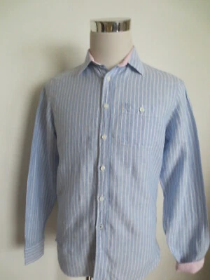  Hemd SPRINGFIELD regular S 36 37 langarm blau rosa Streifen /N - Bild 1 von 4