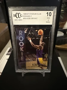 KOBE BRYANT BCCG 10 1996 TOPPS STADIUM CLUB #R9 ROOKIES 2 ROOKIE CARD GEM MINT - Bild 1 von 2