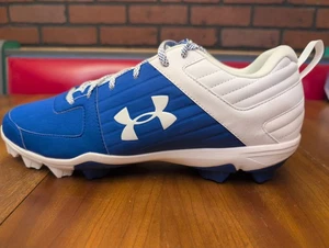 Under Armour Men's Blue White Leadoff Low Baseball Cleats Shoes Size 14 NEW READ - Picture 1 of 16