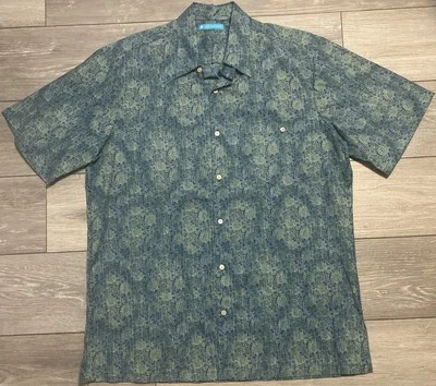 Camisa Tori Richard Para Hombre Grande Alta Azul Paisley Manga Corta Abotonada Nueva Con Etiquetas Foto 1 de 4