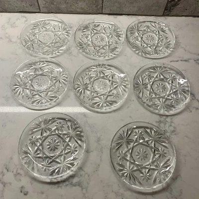 Vintage Anchor Hocking Prescut Glass Coasters Set of 8  4.5”D Star Pattern - Image 1 of 3