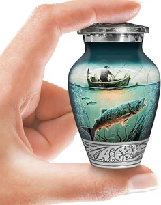 Fishing Urn for Human Ashes | Keepsake Handcrafted Funeral Memorial | Decorative - Picture 1 of 12
