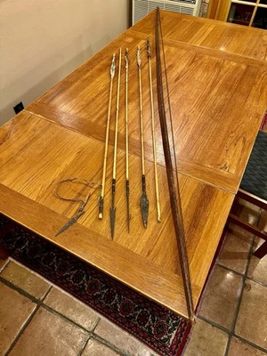 ANTIQUE VINTAGE TRIBAL LONG 76” BOW AND ARROWS MORO PHILIPPINES - Image 1 of 4