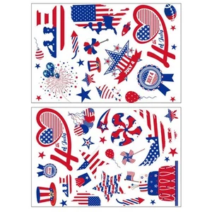 4 Sheets Independence Day Stickers Window Decor Electrostatic Clings for - Afbeelding 1 van 12