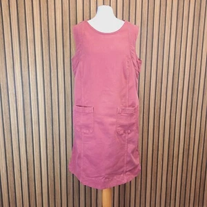White Stuff Denim Dress UK 18 Red Pink Pockets Knee Length Shift - Picture 1 of 13