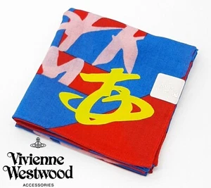 Vivienne Westwood Cotton Scarf Handkerchief Orb Unisex Character print Blue - Picture 1 of 3