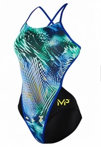 Size 32 Michael Phelps Racing Swim Suit Aqua Infinity Tech! Women Vital READ! - Picture 1 of 13
