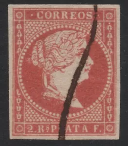 Spain/ Spanish West Indies 1857, 2 Real, Queen Isabella II, SC 14, Pen cancel - Picture 1 of 2