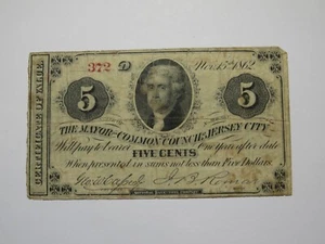 $.05 1862 Jersey City New Jersey NJ moneta obsoleta banconota banconota sindaco - Foto 1 di 2