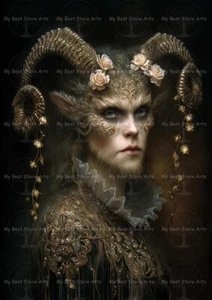 GOTHIC FAUN ART PRINT, Forest Animal Fantasy Wall Decor, Victorian Satyr Poster - Picture 1 of 2