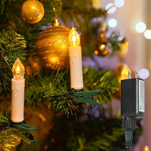 Christmas Tree Candle String Lights Plug In, 50 LED Flameless Candle Lights with - Picture 1 of 7